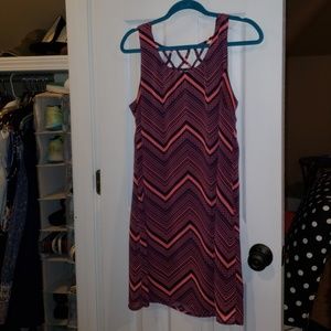 Pink and navy blue Chevron dress